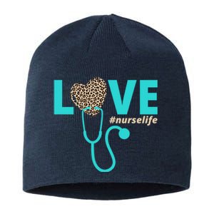 Love Nurse Life Leopard Heart Sustainable Beanie