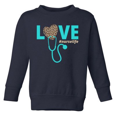 Love Nurse Life Leopard Heart Toddler Sweatshirt