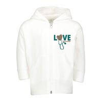 Love Nurse Life Leopard Heart Toddler Zip Fleece Hoodie