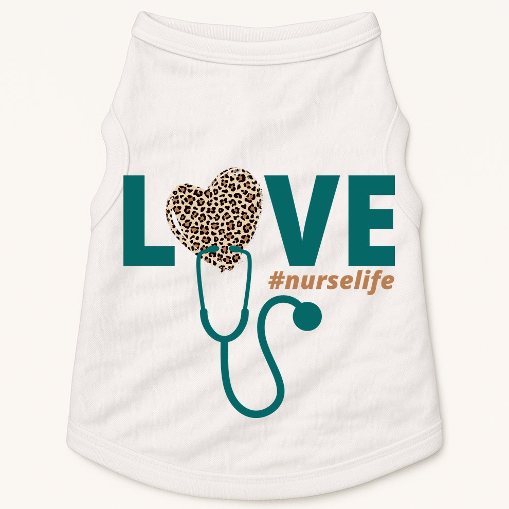 Love Nurse Life Leopard Heart Doggie Tank