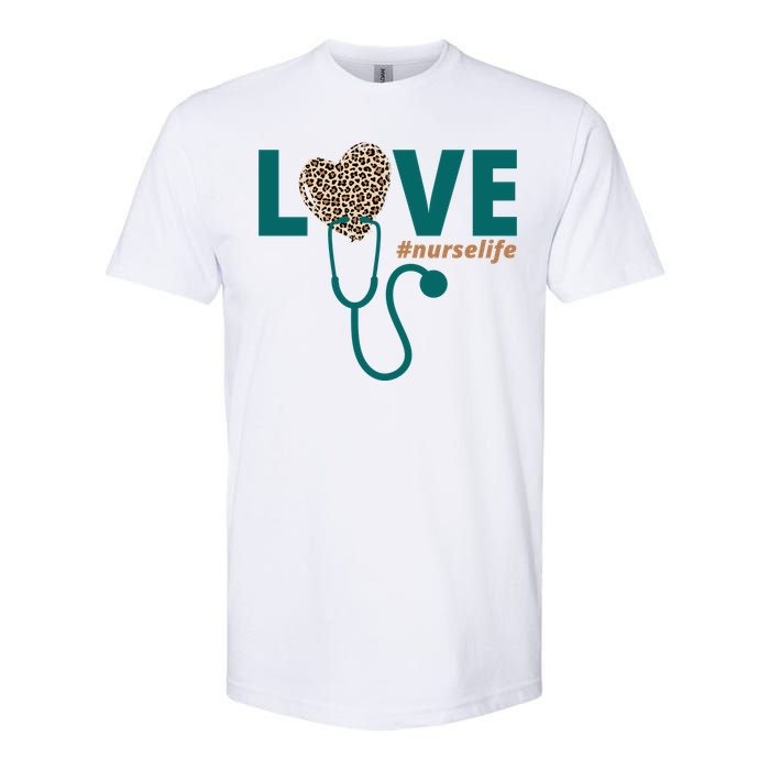 Love Nurse Life Leopard Heart Softstyle® CVC T-Shirt