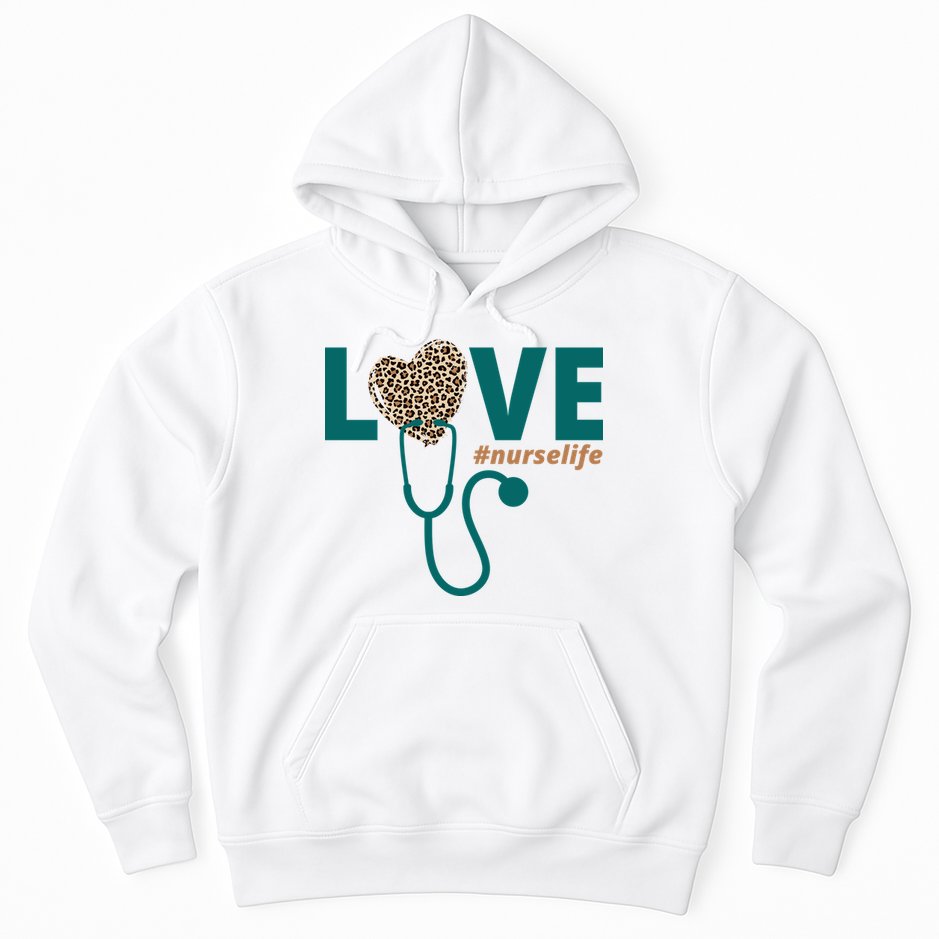 Love Nurse Life Leopard Heart Hoodie