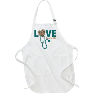 Love Nurse Life Leopard Heart Full-Length Apron With Pockets