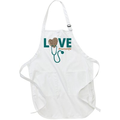 Love Nurse Life Leopard Heart Full-Length Apron With Pockets