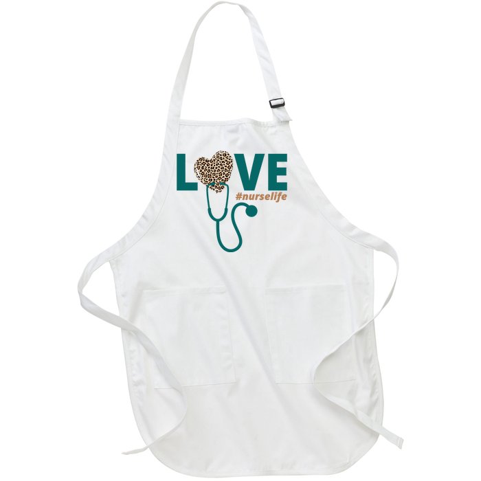 Love Nurse Life Leopard Heart Full-Length Apron With Pockets