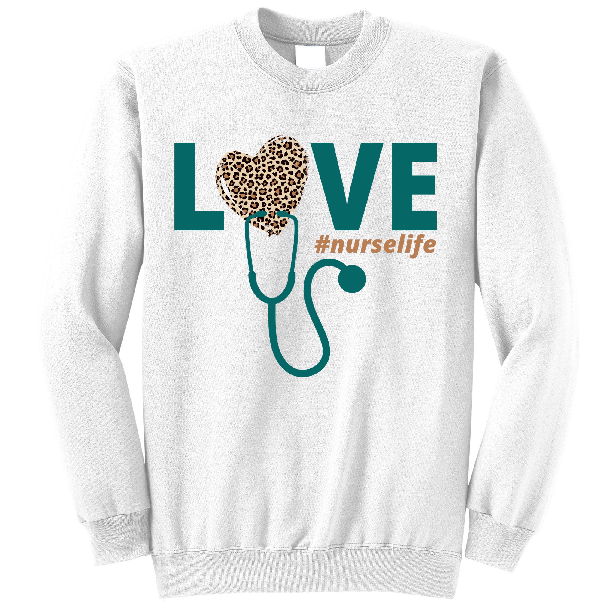 Love Nurse Life Leopard Heart Sweatshirt
