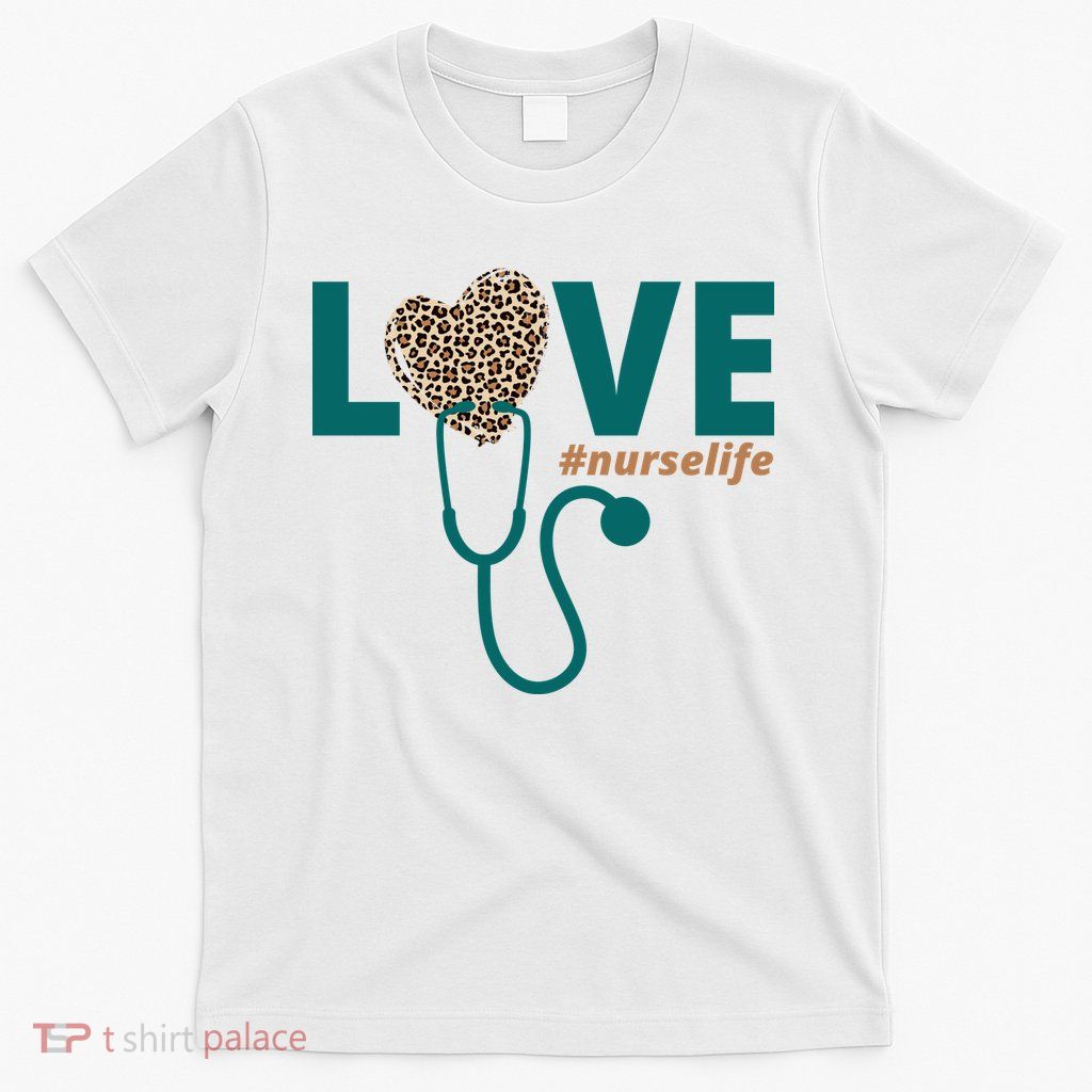 Love Nurse Life Leopard Heart T-Shirt