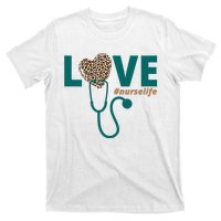 Love Nurse Life Leopard Heart T-Shirt