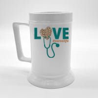 Love Nurse Life Leopard Heart Beer Stein