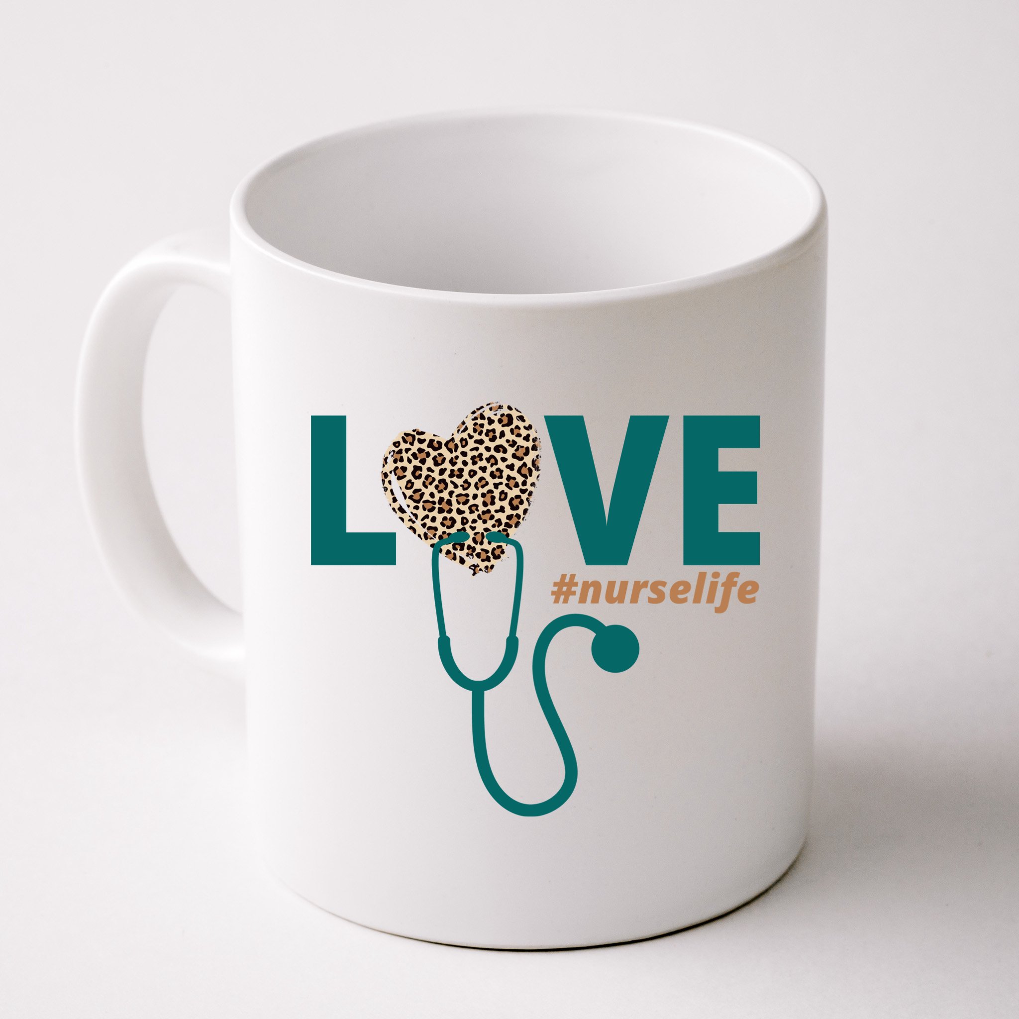 Love Nurse Life Leopard Heart Mug