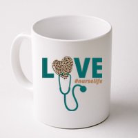 Love Nurse Life Leopard Heart Coffee Mug