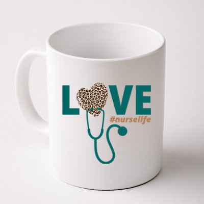 Love Nurse Life Leopard Heart Coffee Mug