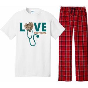 Love Nurse Life Leopard Heart Pajama Set