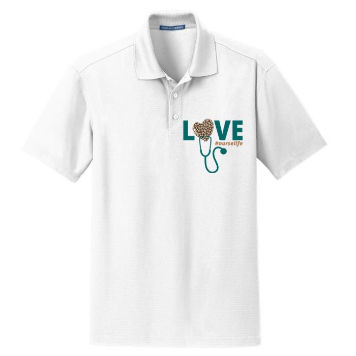 Love Nurse Life Leopard Heart Dry Zone Grid Polo