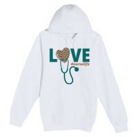 Love Nurse Life Leopard Heart Premium Pullover Hoodie