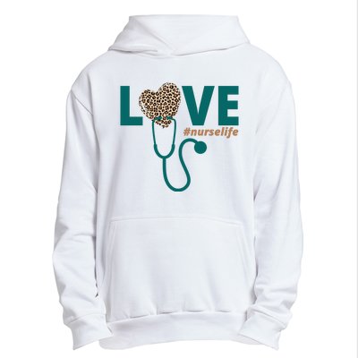 Love Nurse Life Leopard Heart Urban Pullover Hoodie