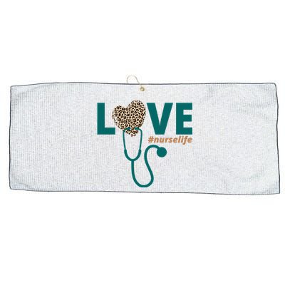 Love Nurse Life Leopard Heart Large Microfiber Waffle Golf Towel