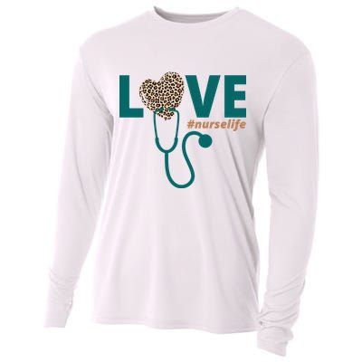 Love Nurse Life Leopard Heart Cooling Performance Long Sleeve Crew