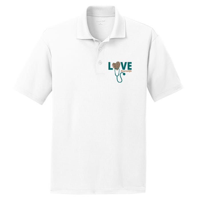 Love Nurse Life Leopard Heart PosiCharge RacerMesh Polo