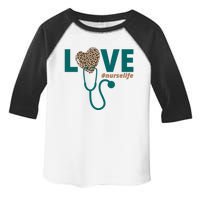 Love Nurse Life Leopard Heart Toddler Fine Jersey T-Shirt