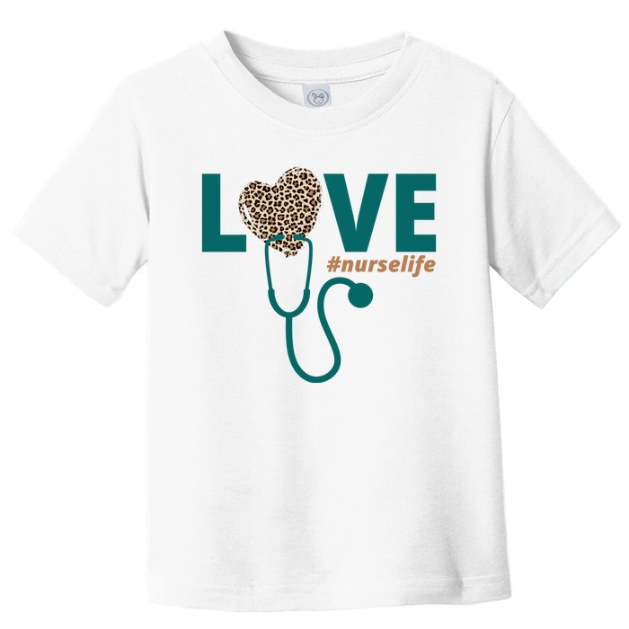 Love Nurse Life Leopard Heart Toddler T-Shirt