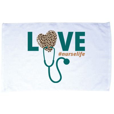 Love Nurse Life Leopard Heart Microfiber Hand Towel