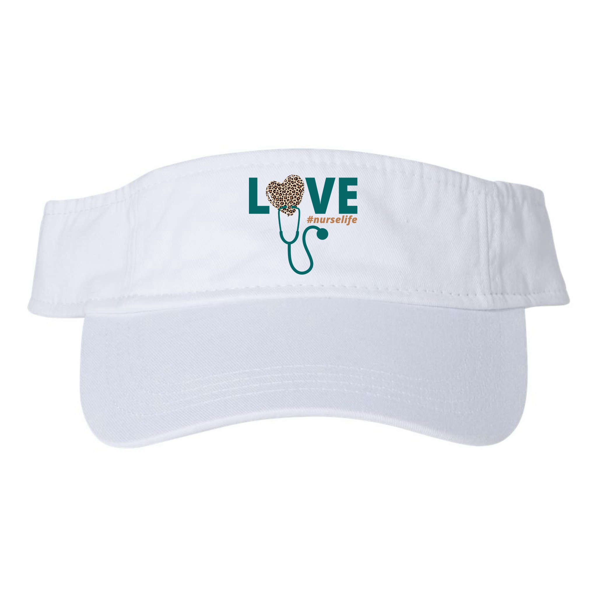 Love Nurse Life Leopard Heart Visor