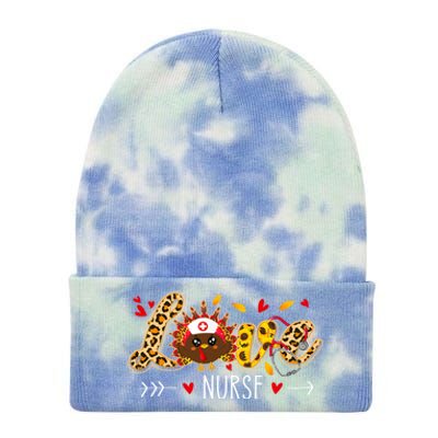 Love Nurse Leopard Sunflower Thanksgiving Turkey Nursing Cool Gift Tie Dye 12in Knit Beanie