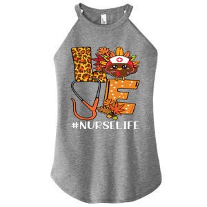 Love Nurse Leopard Turkey Nurse Thanksgiving Funny Gift Funny Gift Women's Perfect Tri Rocker Tank