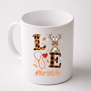 Love Nurse Life Leopard Pumpkin Fall Thanksgiving Halloween Funny Gift Coffee Mug