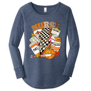 Love Nurse Life Pumpkin Fall Autumn Thanksgiving Nursing Gift Women's Perfect Tri Tunic Long Sleeve Shirt