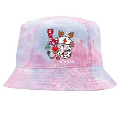 Love Nurse Life Xmas Cna Nurse Crew Matching Scrub Top Gift Tie-Dyed Bucket Hat