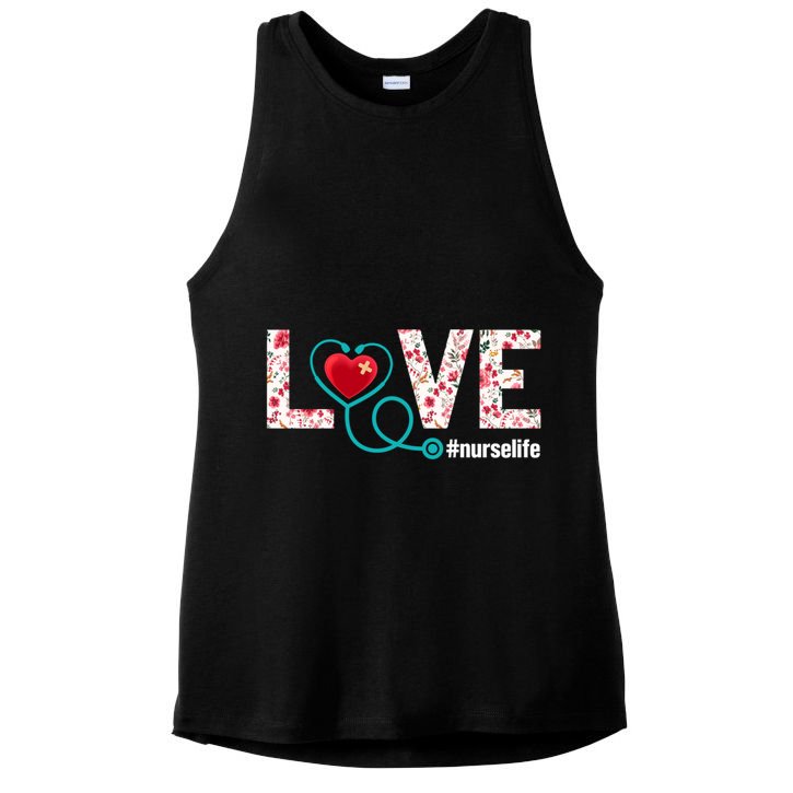 Love Nurse Life Cute Healthcare Leopard Heart Funny Nursing Funny Gift Ladies PosiCharge Tri-Blend Wicking Tank