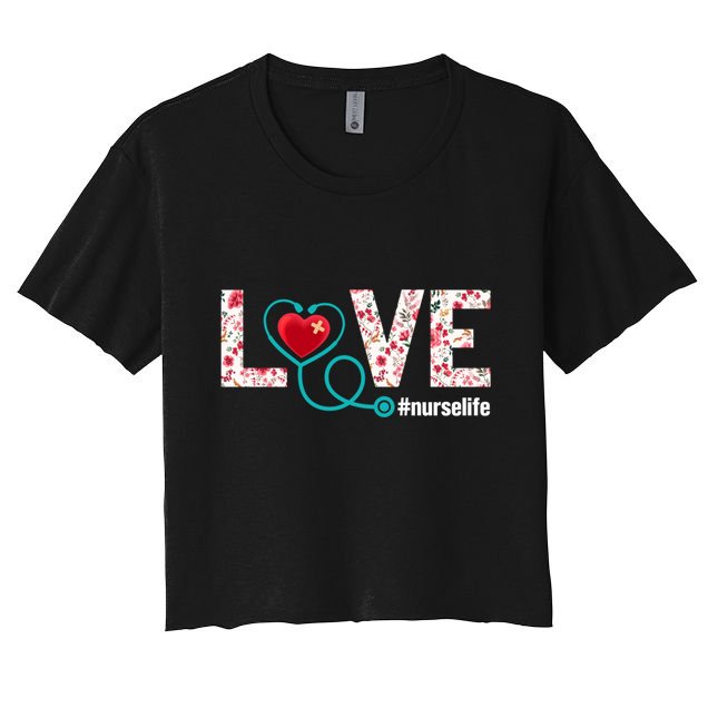 Love Nurse Life Cute Healthcare Leopard Heart Funny Nursing Funny Gift Crop Top