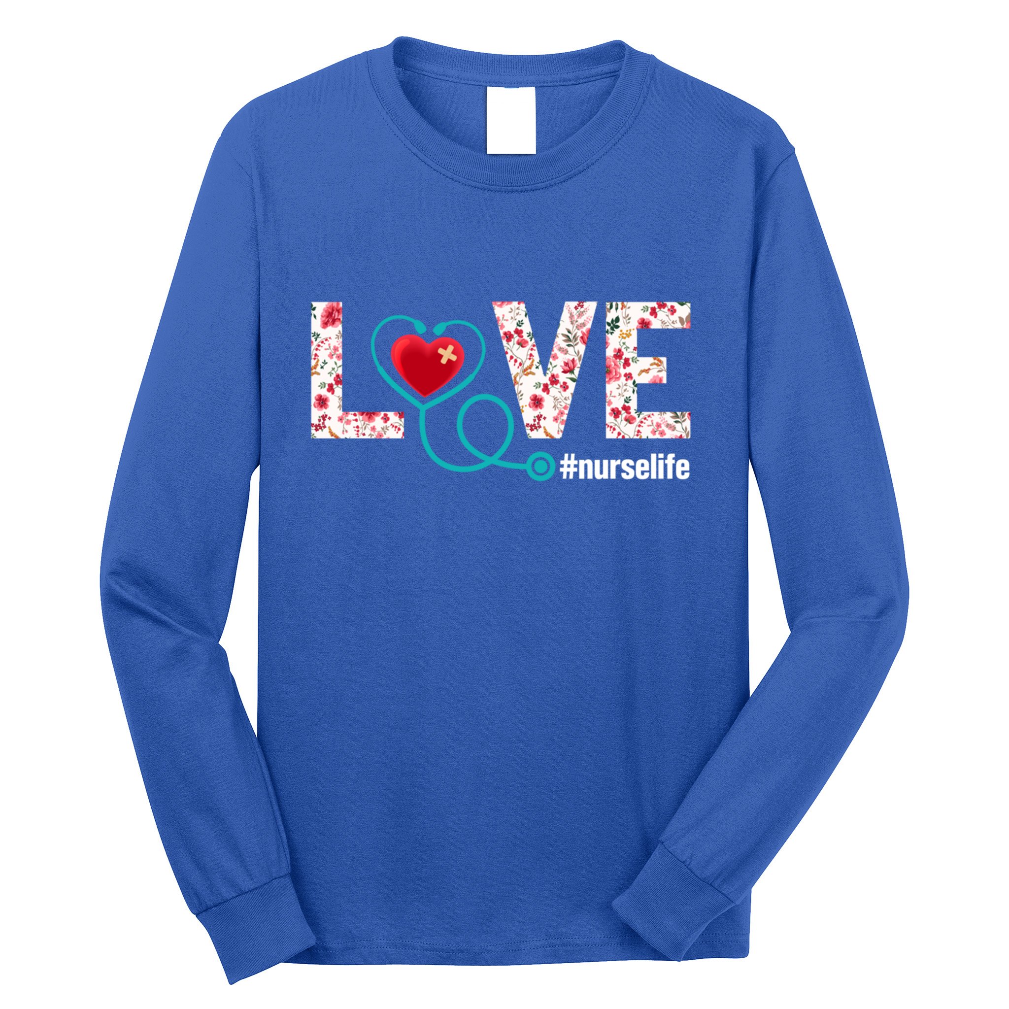 Love Nurse Life Cute Healthcare Leopard Heart Funny Nursing Funny Gift Long Sleeve Shirt