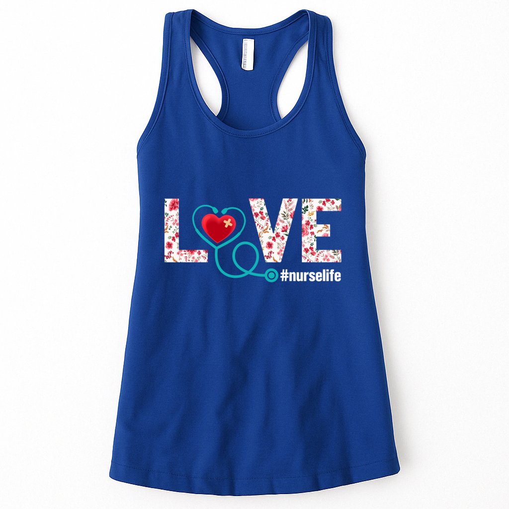Love Nurse Life Cute Healthcare Leopard Heart Funny Nursing Funny Gift Womens Tank Top