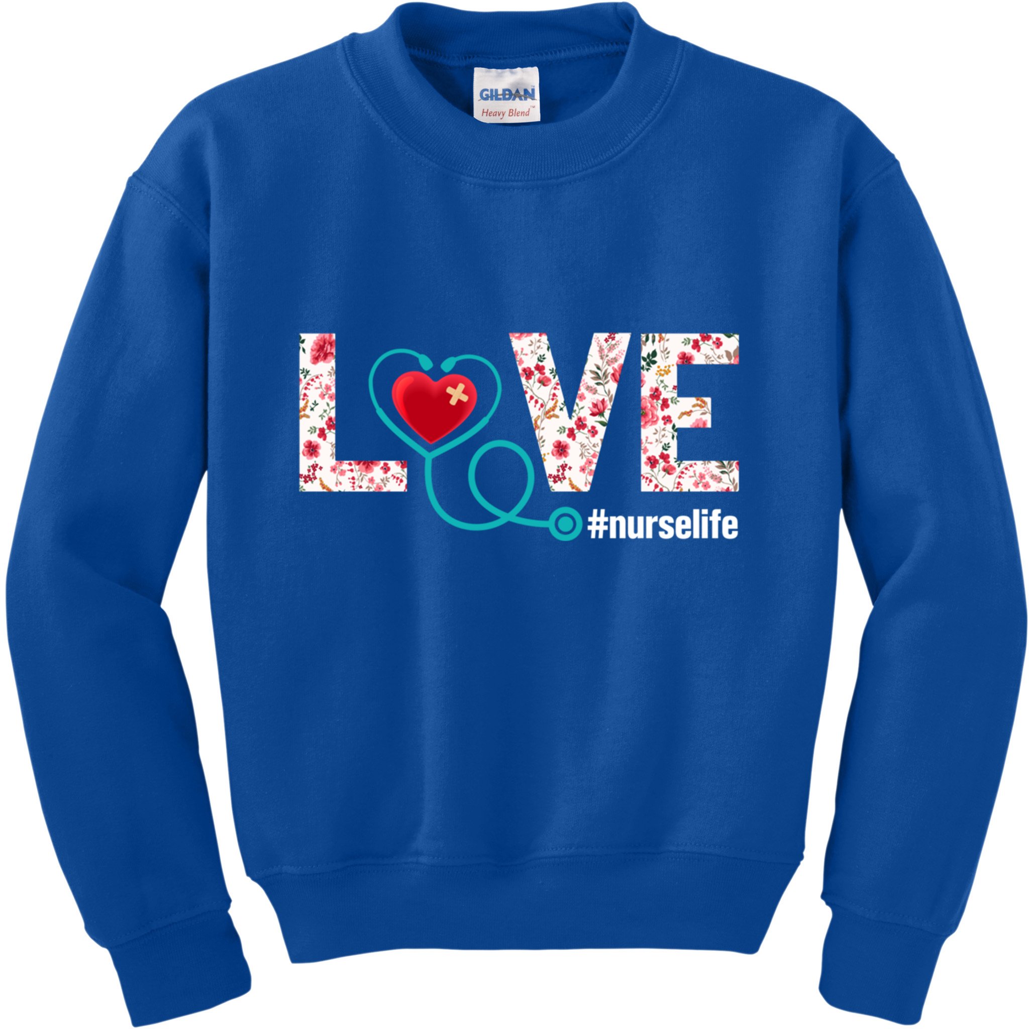 Love Nurse Life Cute Healthcare Leopard Heart Funny Nursing Funny Gift Kids Sweatshirt