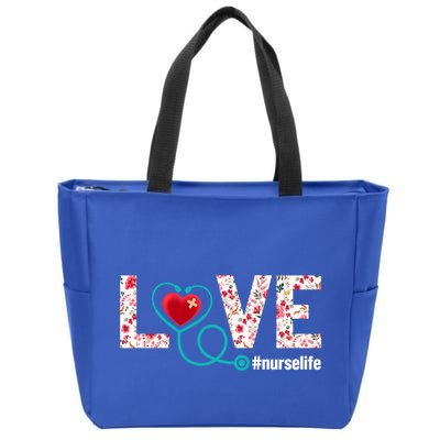 Love Nurse Life Cute Healthcare Leopard Heart Funny Nursing Funny Gift Zip Tote Bag