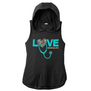 Love #Nurse Life Ladies PosiCharge Tri-Blend Wicking Draft Hoodie Tank