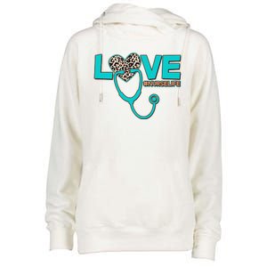 Love #Nurse Life Womens Funnel Neck Pullover Hood