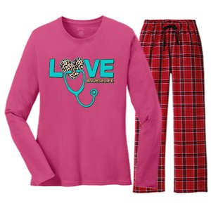 Love #Nurse Life Women's Long Sleeve Flannel Pajama Set 