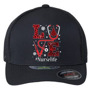 Love Nurse Life Xmas Tree Christmas 2020 Flannel Stethoscope Gift Flexfit Unipanel Trucker Cap