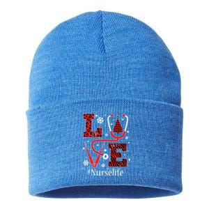 Love Nurse Life Xmas Tree Christmas 2020 Flannel Stethoscope Gift Sustainable Knit Beanie