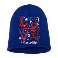 Love Nurse Life Xmas Tree Christmas 2020 Flannel Stethoscope Gift Short Acrylic Beanie