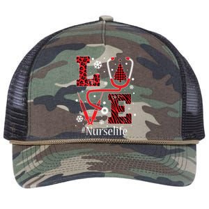 Love Nurse Life Xmas Tree Christmas 2020 Flannel Stethoscope Gift Retro Rope Trucker Hat Cap