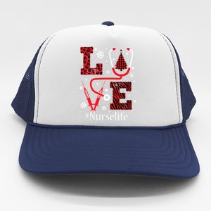 Love Nurse Life Xmas Tree Christmas 2020 Flannel Stethoscope Gift Trucker Hat