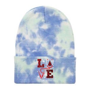 Love Nurse Life Xmas Tree Christmas 2020 Flannel Stethoscope Gift Tie Dye 12in Knit Beanie