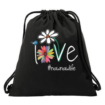 Love Nawnaw Life Art Flower Color Drawstring Bag