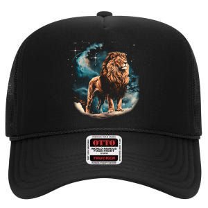 Lion Night High Crown Mesh Back Trucker Hat