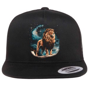 Lion Night Flat Bill Trucker Hat